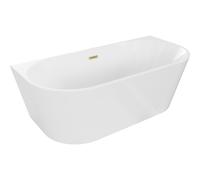 Mexen Oval baignoire autoportante murale 160 x 80 cm, blanche, trop-plein doré brossé - 52671608000-55 46121 5905315381743