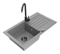 Mexen Pablo évier en granit 1 bac avec égouttoir et robinet de cuisine Telma, gris - 6510-71-670200-70-B 18323 5905315014979
