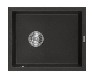 Mexen Pedro Évier en granit 1 bac 560 x 460 mm, noir/doré métallique, siphon chromé - 6508561000-75 4001 5907709194281