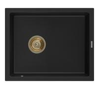 Mexen Pedro évier en granit 1 bac 560 x 460 mm, noir, siphon doré - 6508561000-77-G 16180 5905315011893