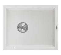 Mexen Pedro évier en granit 1 cuve 560 x 460 mm, blanc, siphon chromé - 6508561000-20 3997 5907709194236
