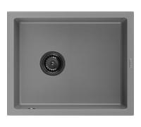 Mexen Pedro évier en granit à 1 bac 560 x 460 mm, gris, siphon noir - 6508561000-71-B 16329 5905315013040