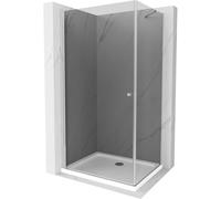 Mexen Pretoria cabine de douche abattante 80 x 90 cm, graphite, chrome + receveur Flat - 852-080-090-01-40-4010 15571 5905315578846