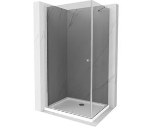 Mexen Pretoria cabine de douche abattante 80 x 90 cm, graphite, chrome + receveur Flat - 852-080-090-01-40-4010 15571 5905315578846