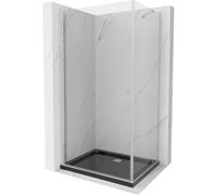 Mexen Pretoria cabine de douche battante 70 x 110 cm, transparent, chrome + receveur Flat, noir - 852-070-110-01-00-4070 15479 5905315577931