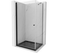Mexen Pretoria cabine de douche pivotante 80 x 90 cm, transparente, noire + receveur de douche plat, noir 15547 5905315578600