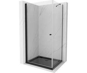 Mexen Pretoria cabine de douche pivotante 80 x 90 cm, transparente, noire + receveur de douche plat, noir 15547 5905315578600