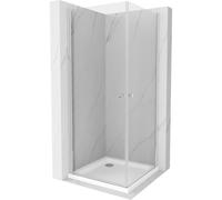 Mexen Pretoria Duo cabine de douche battante 80 x 80 cm, transparent, chromé + receveur plat - 852-080-080-01-02-4010 13309 5907709165687