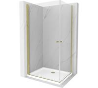 Mexen Pretoria Duo cabine de douche pivotante 80 x 70 cm, transparent, dorée + receveur Flat - 852-080-070-50-02-4010G 13342 5907709165472