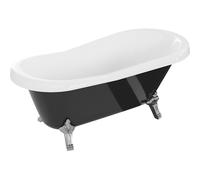 Mexen Retro baignoire autoportante 150 x 73 cm, blanche/noire, pieds chromés - 53251507375-00 2433 5907709106475