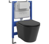 Mexen Rico ensemble encastré WC bâti-support pneumatique Tex Air XS-F avec cuvette WC et abattant à descente lente, noir mat 101351 5907931048451