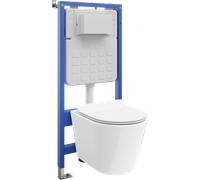 Mexen Rico ensemble encastré WC cadre Tex Slim avec cuvette WC Tornado et abattant à descente lente, blanc - 610030724000T 101313 5907931046488