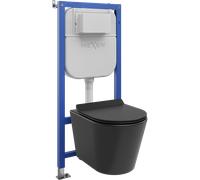 Mexen Rico ensemble encastré WC châssis pneumatique Tex Air E avec cuvette WC et abattant à descente progressive, noir mat 101358 5907931048529