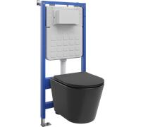 Mexen Rico ensemble encastré WC châssis pneumatique Tex Air Slim avec cuvette WC Tornado et abattant à descente lente, noir 101363 5907931048574