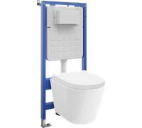 Mexen Rico ensemble encastré WC châssis pneumatique Tex Air Slim avec cuvette WC Tornado et abattant à fermeture douce, blanc 101322 5907931046570