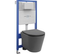 Mexen Rico ensemble WC encastré châssis Fenix Slim avec cuvette WC et abattant à descente lente, gris foncé mat 12989 5907709163430