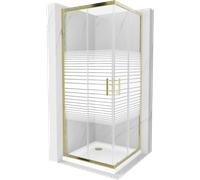Mexen Rio cabine de douche carrée 70 x 70 cm, bandes blanches, or + bac à douche plat, blanc - 860-070-070-50-20-4010G 14553 5907709147997