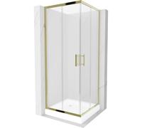 Mexen Rio cabine de douche carrée 70 x 70 cm, dépoli, or + receveur de douche, blanc - 860-070-070-50-30-4510 14440 5907709149694
