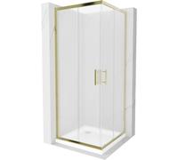 Cabine de douche Mexen Rio 70 x 70 cm or givré + receveur de douche plat blanc