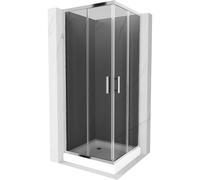 Mexen Rio cabine de douche carrée 70 x 70 cm, graphite, chromé + receveur de douche, blanc - 860-070-070-01-40-4510 13412 5907709166301