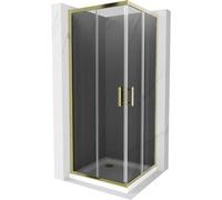 Mexen Rio cabine de douche carrée 70 x 70 cm, graphite, or + receveur Flat, blanc - 860-070-070-50-40-4010G 14559 5907709148055