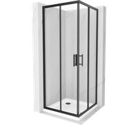Mexen Rio cabine de douche carrée 70 x 70 cm, transparente, noire + receveur Flat, blanc - 860-070-070-70-00-4010B 14579 5907709148246