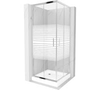Mexen Rio cabine de douche carrée 80 x 80 cm, bandes blanches, chrome + receveur, blanc - 860-080-080-01-20-4510 13407 5907709166257