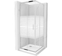 Mexen Rio cabine de douche carrée 80 x 80 cm, bandes blanches, chrome + receveur Flat, blanc - 860-080-080-01-20-4010 4846 5907709177161