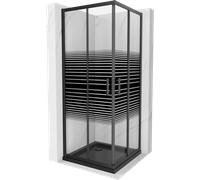 Mexen Rio cabine de douche carrée 80 x 80 cm, bandes noires, noir + receveur plat, noir - 860-080-080-70-20-4070B 14591 5907709148369