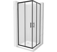 Mexen Rio cabine de douche carrée 80 x 80 cm, dépoli, noir + receveur Flat, blanc - 860-080-080-70-30-4010B 14586 5907709148314