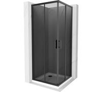 Mexen Rio cabine de douche carrée 80 x 80 cm, graphite, noir + receveur Flat, blanc - 860-080-080-70-40-4010B 14589 5907709148345