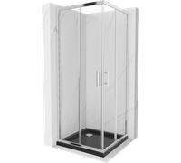 Mexen Rio cabine de douche carrée 80 x 80 cm, transparent, chrome + receveur Flat, noir - 860-080-080-01-00-4070 13352 5907709165878