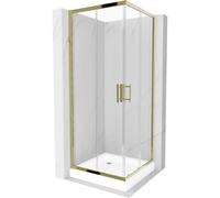 Mexen Rio cabine de douche carrée 80 x 80 cm, transparent, or + receveur, blanc - 860-080-080-50-00-4510 14435 5907709149649