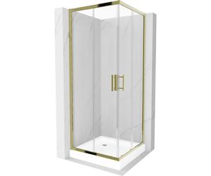 Mexen Rio cabine de douche carrée 80 x 80 cm, transparent, or + receveur, blanc - 860-080-080-50-00-4510 14435 5907709149649