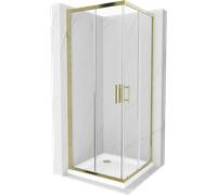 Mexen Rio cabine de douche carrée 80 x 80 cm, transparent, or + receveur plat, blanc - 860-080-080-50-00-4010G 14550 5907709147973