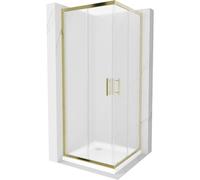 Mexen Rio cabine de douche carrée 80 x 80 cm, verre dépoli, doré + receveur Flat, blanc - 860-080-080-50-30-4010G 14557 5907709148031