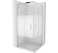 Mexen Rio cabine de douche carrée 90 x 90 cm, bandes blanches, chrome - 860-090-090-01-20 3589 5903163382769