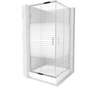 Mexen Rio cabine de douche carrée 90 x 90 cm, bandes blanches, chrome + bac de douche, blanc - 860-090-090-01-20-4510 13408 5907709166264