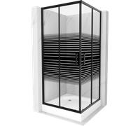 Mexen Rio cabine de douche carrée 90 x 90 cm, bandes noires, noir + receveur, blanc - 860-090-090-70-20-4510 14456 5907709149861
