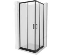 Mexen Rio cabine de douche carrée 90 x 90 cm, givrée, noire + receveur Flat, noir - 860-090-090-70-30-4070B 14595 5907709148390