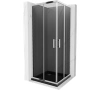 Mexen Rio cabine de douche carrée 90 x 90 cm, graphite, chrome + receveur plat, noir - 860-090-090-01-40-4070 13357 5907709165892