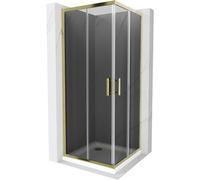Mexen Rio cabine de douche carrée 90 x 90 cm, graphite, or + receveur Flat, blanc - 860-090-090-50-40-4010G 14562 5907709148079