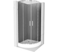 Mexen Rio cabine de douche demi-circulaire 70 x 70 cm, graphite, chrome + bac à douche, blanc - 863-070-070-01-40-4710 13397 5907709166158