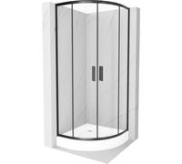 Mexen Rio cabine de douche demi-circulaire 70 x 70 cm, transparente, noire + bac, blanc - 863-070-070-70-00-4710 13400 5907709166189