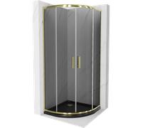 Mexen Rio cabine de douche en quart de cercle 90 x 90 cm, graphite, or + receveur Flat, noir - 863-090-090-50-40-4170G 14547 5907709147959