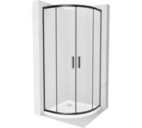 Mexen Rio cabine de douche quart de cercle 90 x 90 cm, givre, noir + receveur Flat, blanc - 863-090-090-70-30-4110B 14570 5907709148154