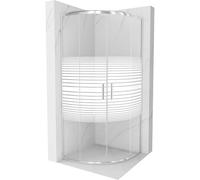 Mexen Rio cabine de douche semi-circulaire 70 x 70 cm, bandes blanches, chrome - 863-070-070-01-20 3614 5903163382776