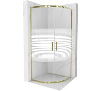 Mexen Rio cabine de douche semi-circulaire 70 x 70 cm, bandes blanches, doré - 863-070-070-50-20 14402 5907709147379
