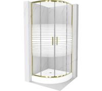 Mexen Rio cabine de douche semi-circulaire 70 x 70 cm, bandes blanches, or + receveur, blanc - 863-070-070-50-20-4710 14424 5907709149540