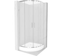 Mexen Rio cabine de douche semi-circulaire 70 x 70 cm, dépoli, chrome + receveur, blanc - 863-070-070-01-30-4710 13390 5907709166127